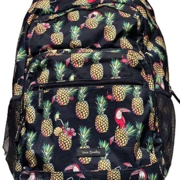 Vera Bradley Large Laptop Backpack Pineapple Toucan Party - Picture 1 of 14